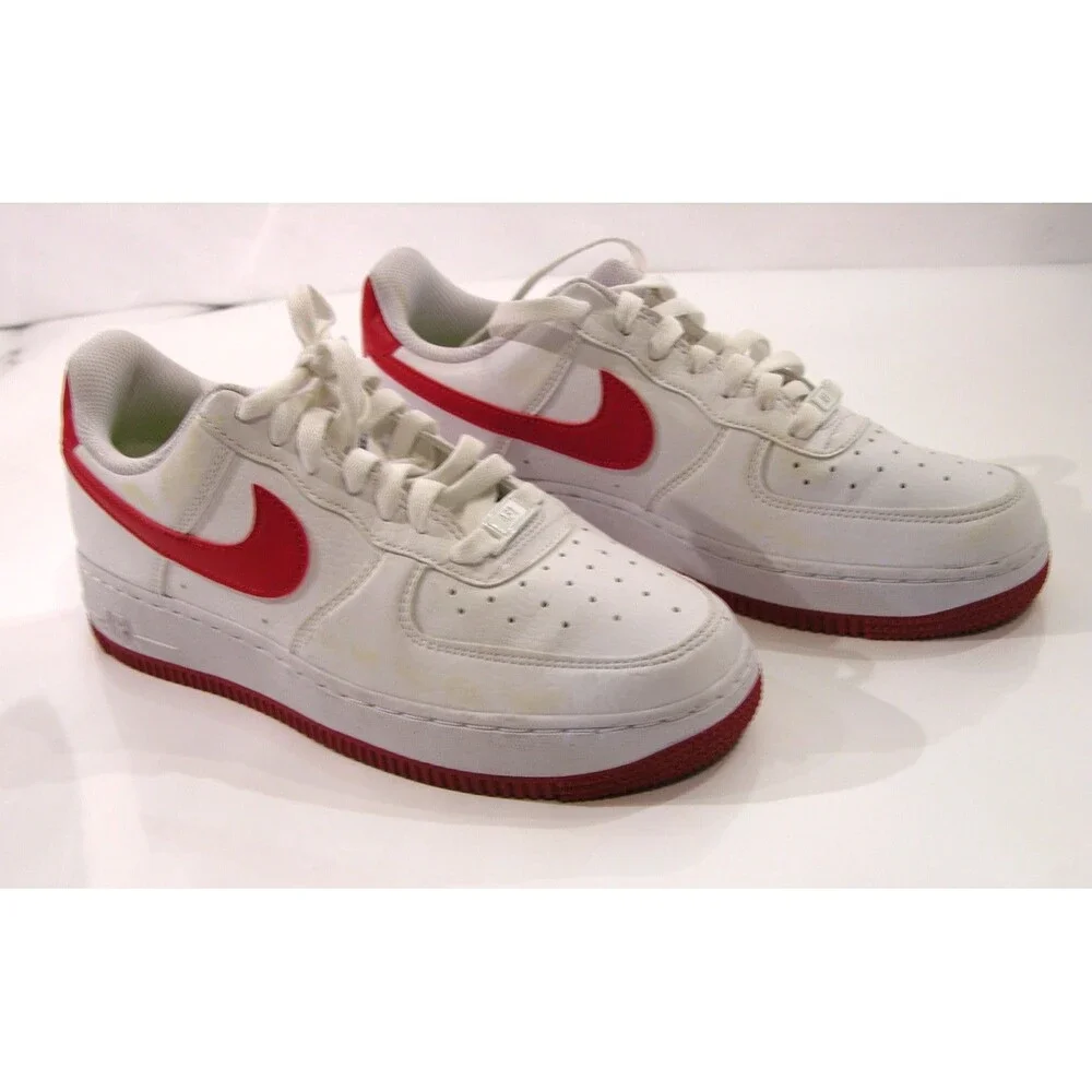 Nike Air Force 1 AF1 Low White Red Athletic Shoes Size US 8.5